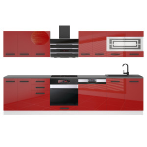 Belini Cucina Premium 300 cm rosso lucido senza piano di lavoro LUCY Produttore INF LUCY/0/WT/R/0/B1