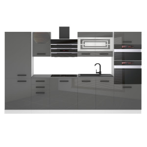 Belini Cucina Premium 300 cm grigio lucido senza piano di lavoro MILA Produttore INF MILA/0/WT/S/0/B1