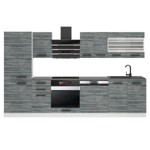 Belini Cucina Premium 300 cm Grigio Antracite Glamour Wood senza piano di lavoro CINDY Produttore TOR CINDY/0/WT/GW/0/B1