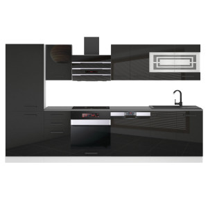 Belini Cucina Premium 300 cm nero lucido senza piano di lavoro CINDY Produttore INF CINDY/0/WT/B/0/B1