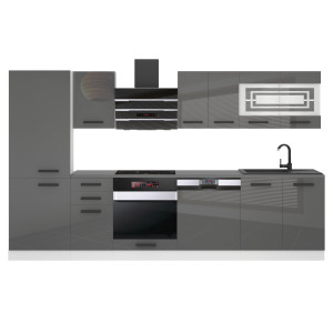 Belini Cucina Premium 300 cm grigio lucido senza piano di lavoro CINDY Produttore INF CINDY/0/WT/S/0/B1