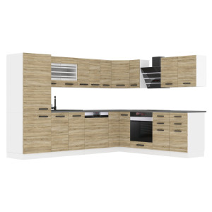 Belini Premium cucina ad angolo 520 cm rovere Sonoma senza piano di lavoro JULIE  quercia sonoma 520cm