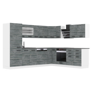 Belini Cucina ad angolo Premium 520 cm grigio antracite glamour wood senza piano di lavoro JULIE Produttore TOR JULIE/0/WT/GW/0/B1