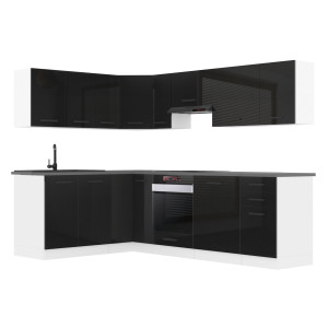 Belini Cucina angolare Premium 420 cm nero lucido senza piano di lavoro JANET Produttore INF JANET/0/WT/B/0/B1