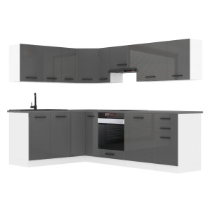Belini Cucina angolare Premium 420 cm grigio lucido senza piano di lavoro JANET Produttore INF JANET/0/WT/S/0/B1
