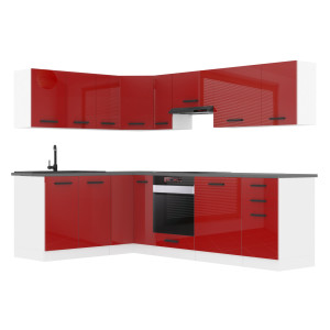 Belini Cucina angolare Premium 420 cm rosso lucido senza piano di lavoro JANET Produttore INF JANET/0/WT/R/0/B1