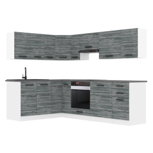 Belini Cucina angolare Belini Premium 420 cm grigio antracite glamour wood con piano di lavoro JANET Produttore TOR JANET/0/WT/GW/B/ B1