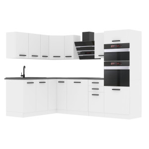 Belini Cucina angolare Premium 420 cm bianco opaco senza piano di lavoro MELANIE Produttore TOR MELANIE/0/WT/WT/0/B1