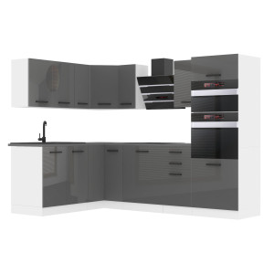 Belini Cucina angolare Premium 420 cm grigio lucido senza piano di lavoro MELANIE Produttore INF MELANIE/0/WT/S/0/B1