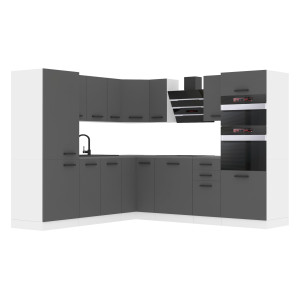 Belini Cucina angolare Premium 480 cm grigio opaco senza piano di lavoro STACY Produttore TOR STACY/0/WT/SR/0/B1