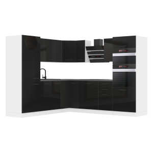 Belini Cucina angolare Premium 480 cm nero lucido senza piano di lavoro STACY Produttore INF STACY/0/WT/B/0/B1