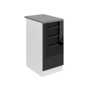 Belini Mobile basso con cassetti Premium Versione completa 40 cm nero lucido con piano di lavoro Produttore INF SDSZ40/0/WT/B/B/B1/PP