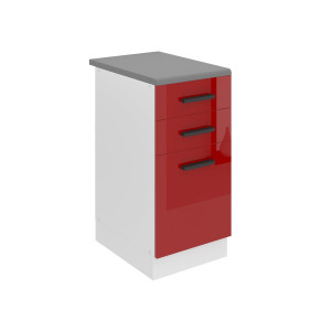 Belini Mobile basso con cassetti Premium Versione completa 40 cm rosso lucido con piano di lavoro Produttore INF SDSZ40/0/WT/R/B/B1/PP