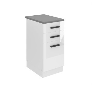 Belini Mobile basso con cassetti Premium Versione completa 40 cm bianco lucido con piano di lavoro Produttore INF SDSZ40/0/WT/W/B/B1/PP