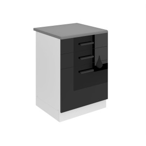 Belini Mobile basso con cassetti Premium Versione completa 60 cm nero lucido con piano di lavoro Produttore INF SDSZ60/0/WT/B/B/B1/PP
