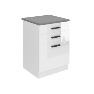 Belini Mobile basso con cassetti Premium Versione completa 60 cm bianco lucido con piano di lavoro Produttore INF SDSZ60/0/WT/W/B/B1/PP
