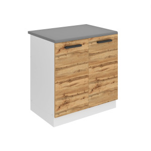 Belini Mobile basso da cucina per lavello Premium Versione completa 80 cm quercia Wotan con piano di lavoro Produttore TOR SDZ80/0/WT/DW/B/B1/PP