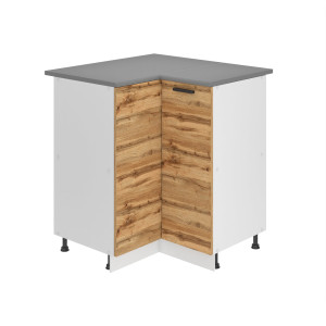 Belini Mobile basso da cucina per angolo Premium Versione completa 90 cm quercia Wotan con piano di lavoro Produttore TOR SNP90/0/WT/DW/B/B1/PP