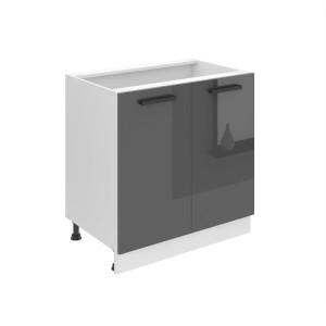 Belini Mobile basso da cucina Premium Versione completa 80 cm Grigio lucido senza piano di lavoro  grigio lucido 80cm