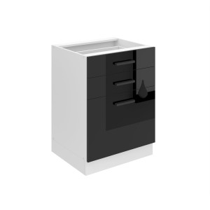 Belini Mobile base con cassetti Premium Versione completa 60 cm in nero lucido senza piano di lavoro Produttore INF SDSZ60/0/WT/B/0/B1/PP