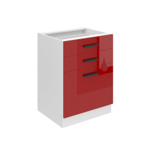 Belini Mobile base con cassetti Premium Versione completa 60 cm in rosso lucido senza piano di lavoro Produttore INF SDSZ60/0/WT/R/0/B1/PP