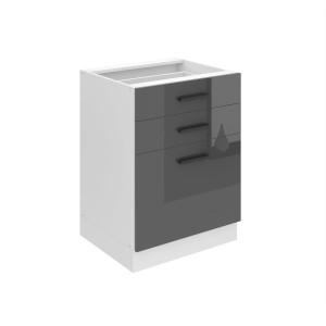 Belini Mobile base con cassetti Premium Versione completa 60 cm in grigio lucido senza piano di lavoro Produttore INF SDSZ60/0/WT/S/0/B1/PP
