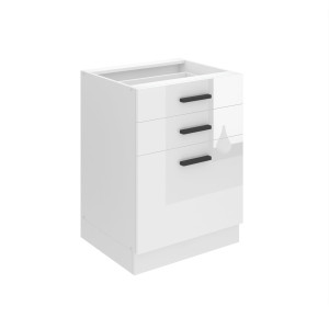 Belini Mobile base con cassetti Premium Versione completa 60 cm in bianco lucido senza piano di lavoro Produttore INF SDSZ60/0/WT/W/0/B1/PP