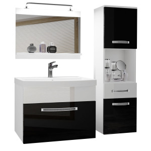 Mobili da bagno Belini Premium Glamour 48  nero lucido / bianco lucido 90cm