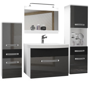 Mobili da bagno Belini Premium Glamour 89  grigio lucido / nero 120cm