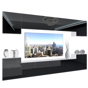Parete attrezzata Belini Premium Versione completa Nero lucido + Illuminazione LED Nexum 65 Produttore NEX 4/0/W/B/0/0/PP