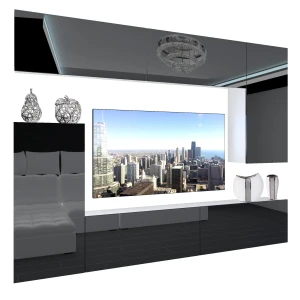Parete attrezzata Belini Premium Versione completa Nero lucido + Illuminazione LED Nexum 125 Produttore NEX 8/0/W/B/0/0/PP