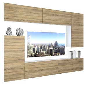 Parete attrezzata Belini Premium Versione completa Rovere Sonoma + Illuminazione LED Nexum 129 Produttore NEX 8/0/W/DS/0/0/PP