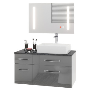 Set di mobili da bagno Euphoria EUP P 90L/0/W/S/0/BK/MB grigio lucido 90cm
