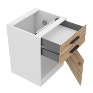 Belini Mobile base con cassetti Premium Versione completa 60 cm in rovere Wotan senza piano di lavoro  quercia wotan 60cm