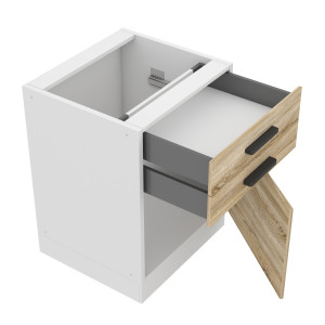 Belini Mobile base con cassetti Premium Versione completa 60 cm in rovere Sonoma senza piano di lavoro  quercia sonoma 60cm