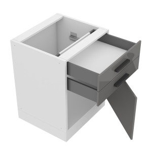 Belini Mobile base con cassetti Premium Versione completa 60 cm in grigio lucido senza piano di lavoro  grigio lucido 60cm