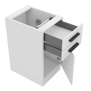 Belini Mobile base con cassetti Premium Versione completa 40 cm bianco opaco senza piano di lavoro  bianco 40cm
