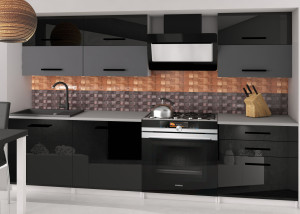 Konyhabútor Belini 180 cm fekete szürke antracit grafit, munkalappal INF PRIMERA2/2/WT/BSRB/0/B1