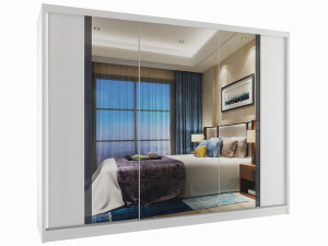 Tolóajtós szekrény 232 cm Belini fehér matt tükörrel MV SZP4/2/1W/2W1L/S/HI