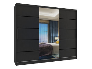 Tolóajtós szekrény 232 cm PREMIUM FIÓKOKKAL fekete ebénfa MBP SZP8/0/1B/2B1L/0/KLP/