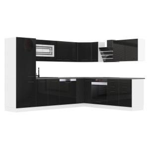 Konyhabútor Premium Full Version 520 cm fekete fényű munkalap nélkül INF JULIE/0/WT/B/0/B1