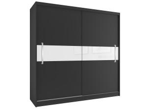 Tolóajtós szekrény 200 cm Belini fekete matt tükörrel SI SZP1/2/B/B/W/UU