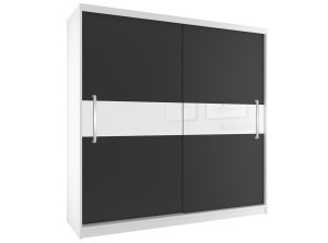 Tolóajtós szekrény 200 cm Belini fekete matt / fehér matt tükörrel SZP1/2/W/B/W/UU