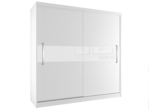 Tolóajtós szekrény 200 cm Belini fehér matt tükörrel SZP1/2/W/W/W/UU