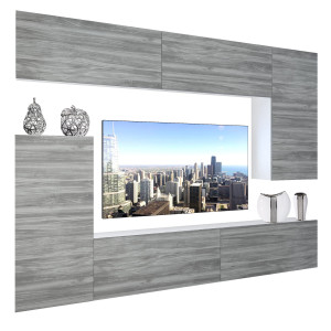 Szekrénysor Belini Premium Full Version szürke antracit Glamour Wood + LED világítás NEX 8/0/W/GW1/0/0/PP