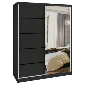Tolóajtós szekrény SERENITY 133 cm fekete matt MBP SERENITY SZP6/0/B/B/0/HIAL