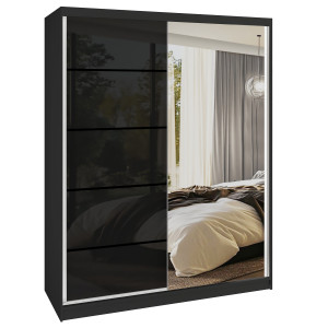 Tolóajtós szekrény SERENITY 133 cm fekete fényú MGB SERENITY SZP6/0/B/B/0/HIAL