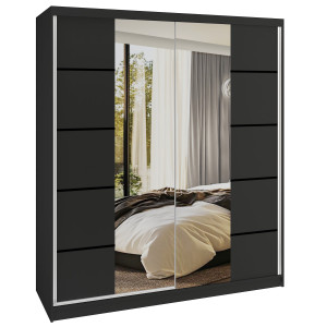 Tolóajtós szekrény SERENITY 158 cm fekete matt ME SERENITY SZP7/0/B/B/0/HIAL