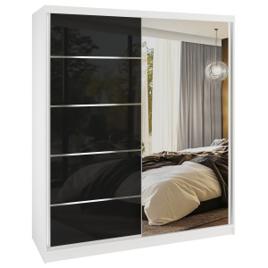 Tolóajtós szekrény SERENITY 158 cm fekete fényű MGB SERENITY SZP7/0/W/B/0/HIAL