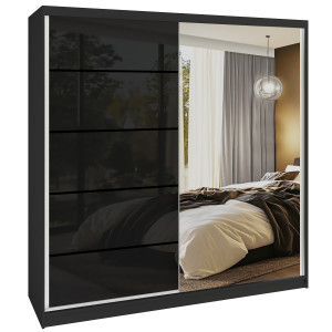 Tolóajtós szekrény SERENITY 200 cm fekete fényű MGB SERENITY SZP5/0/B/B/0/HIAL